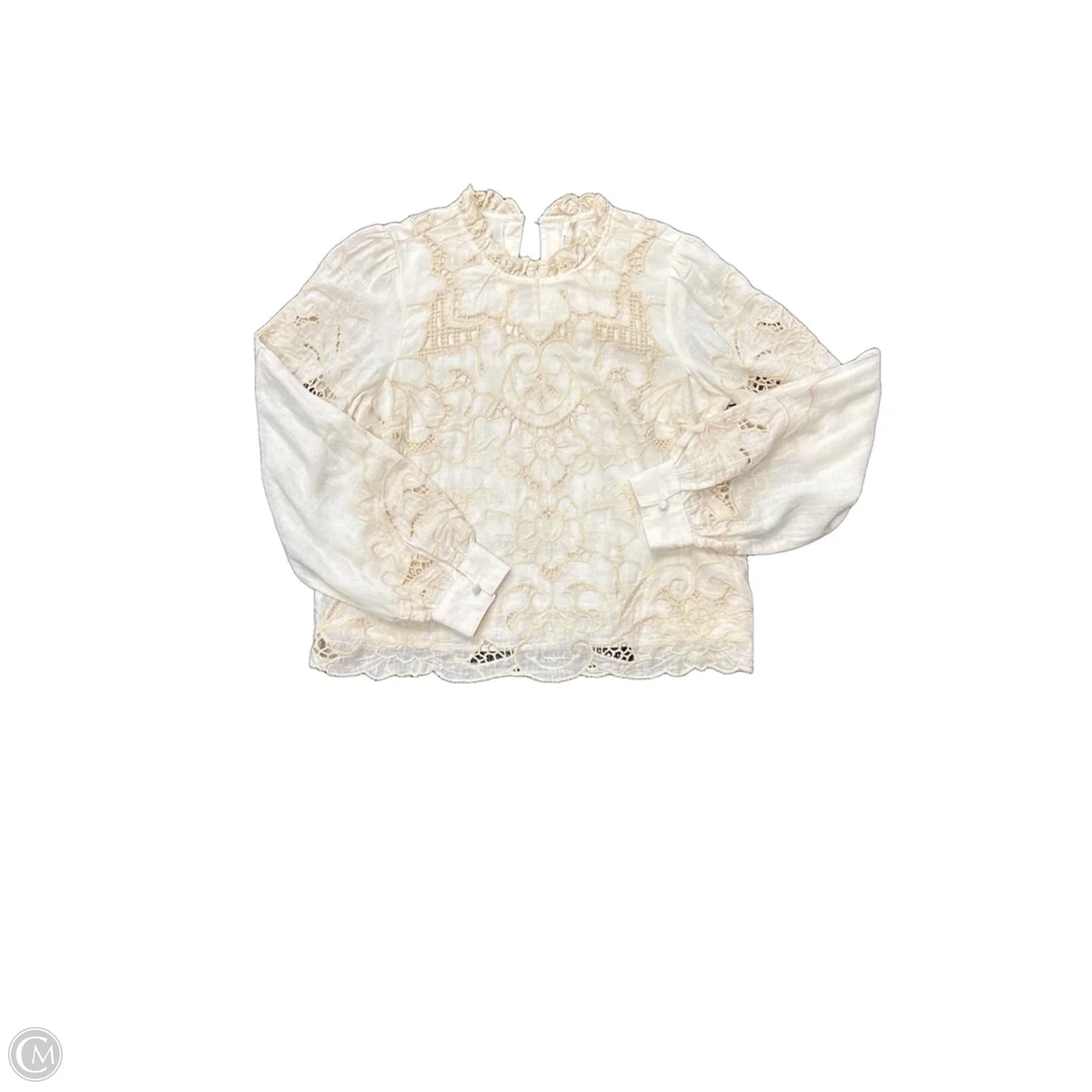 Blouse Long Sleeve By Anthropologie In Cream, Size: S