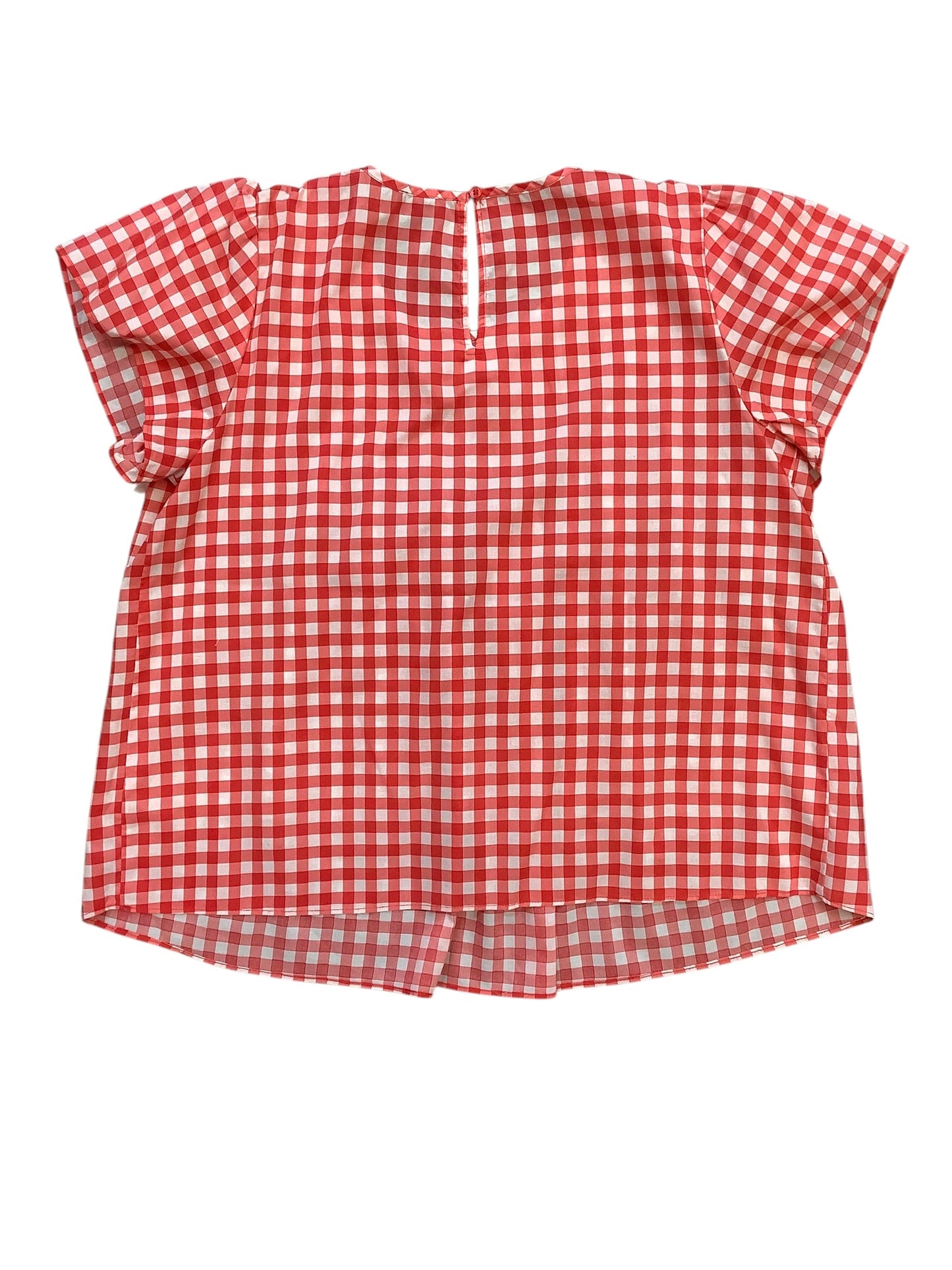 Top Short sleeve Basic By Ann Taylor In Checkered Pattern, Size: L