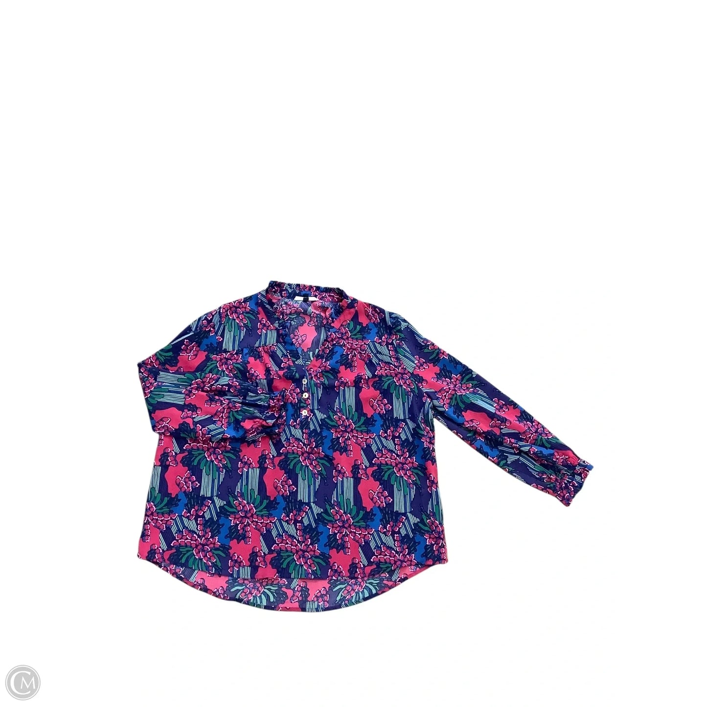 Blouse Long Sleeve By Cmc In Blue & Pink, Size: S