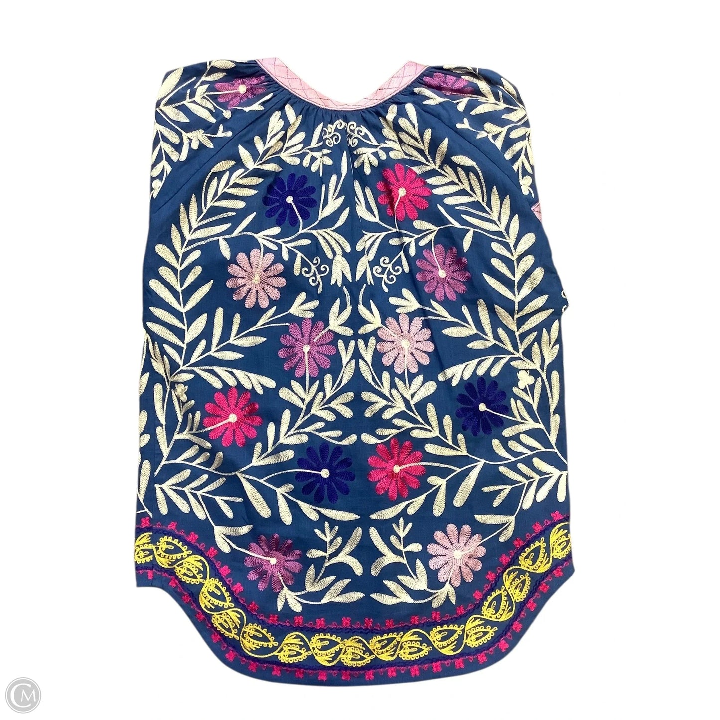 Blouse Long Sleeve By Cma In Blue & White, Size: S