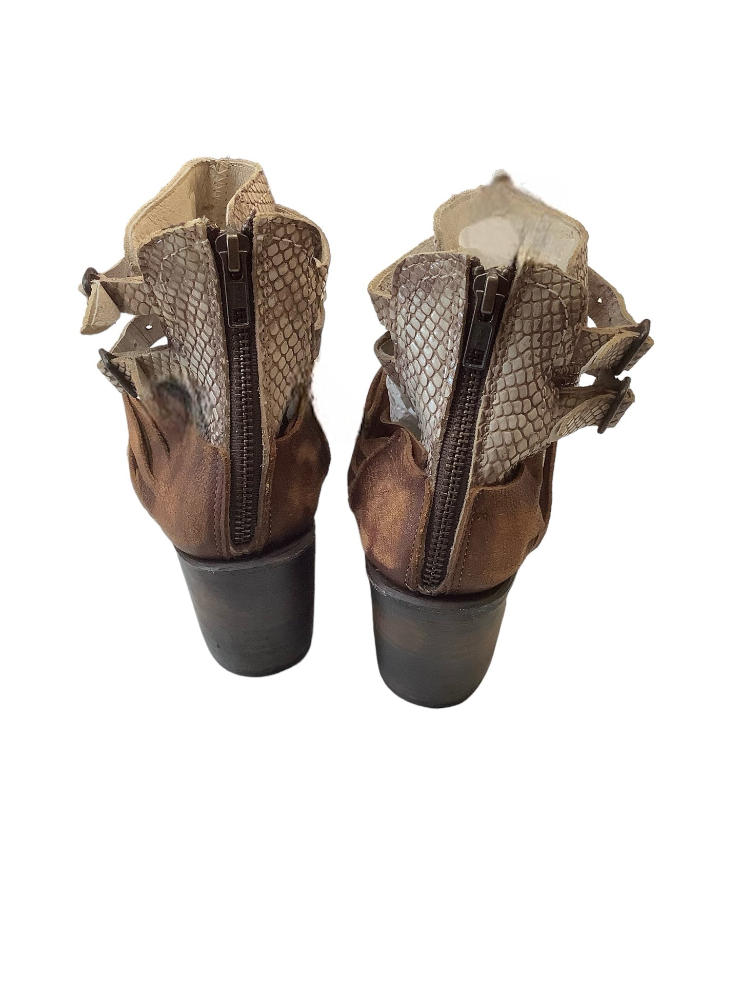 Brown Sandals Heels Block Freebird, Size 8