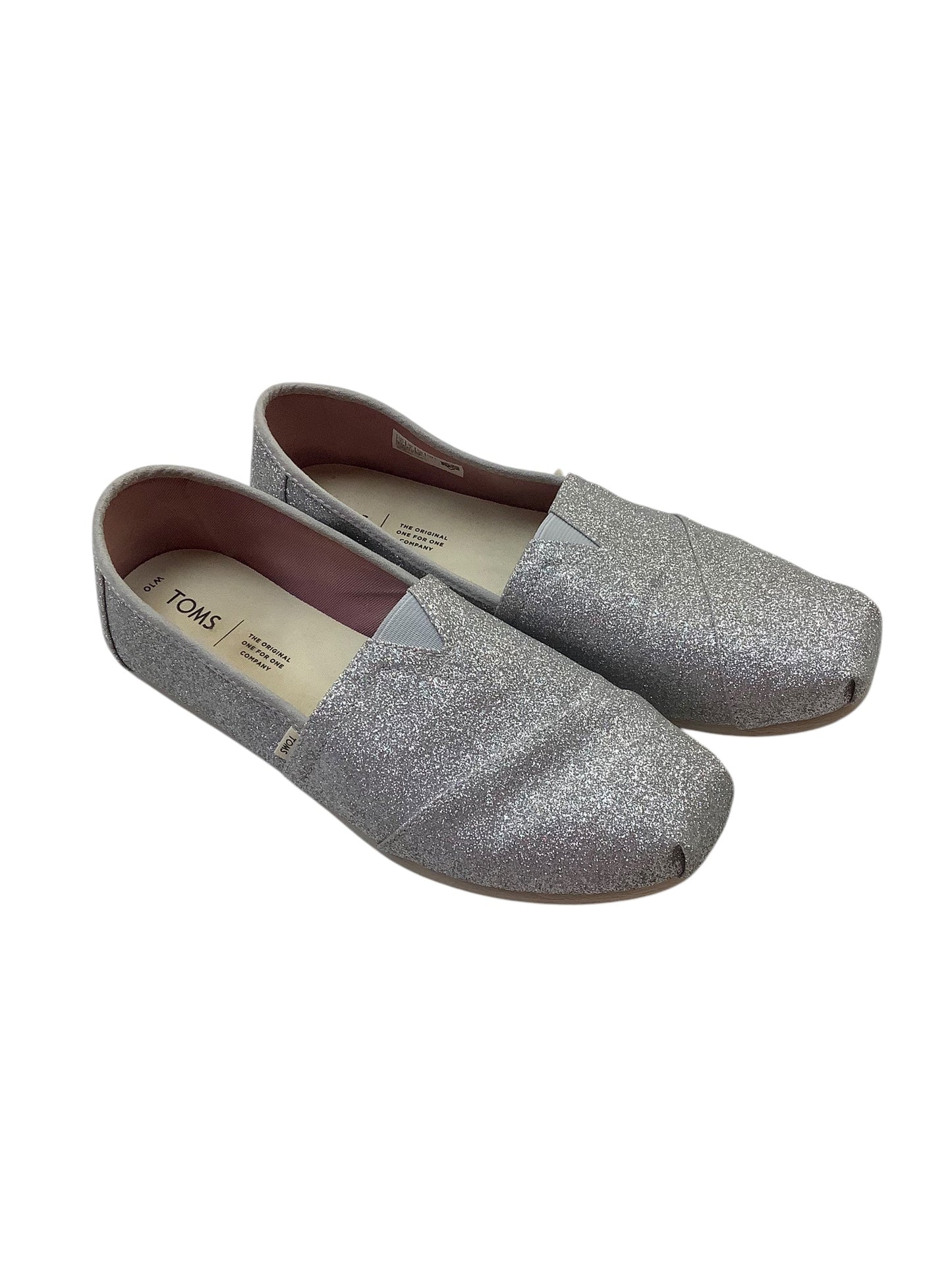 Shoes Flats By Toms In Silver, Size: 10