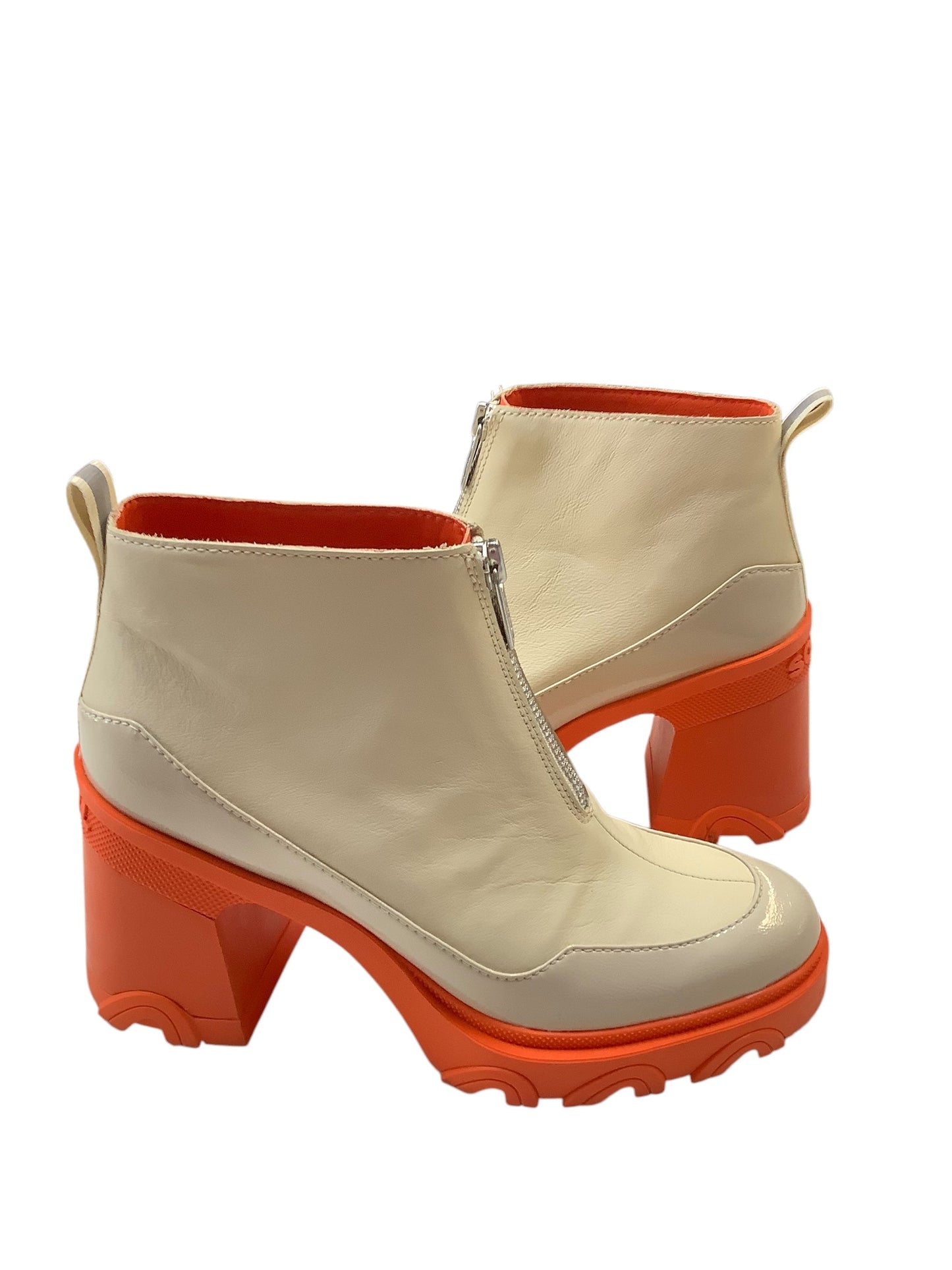 Boots Ankle Heels By Sorel In Orange & White, Size: 9.5