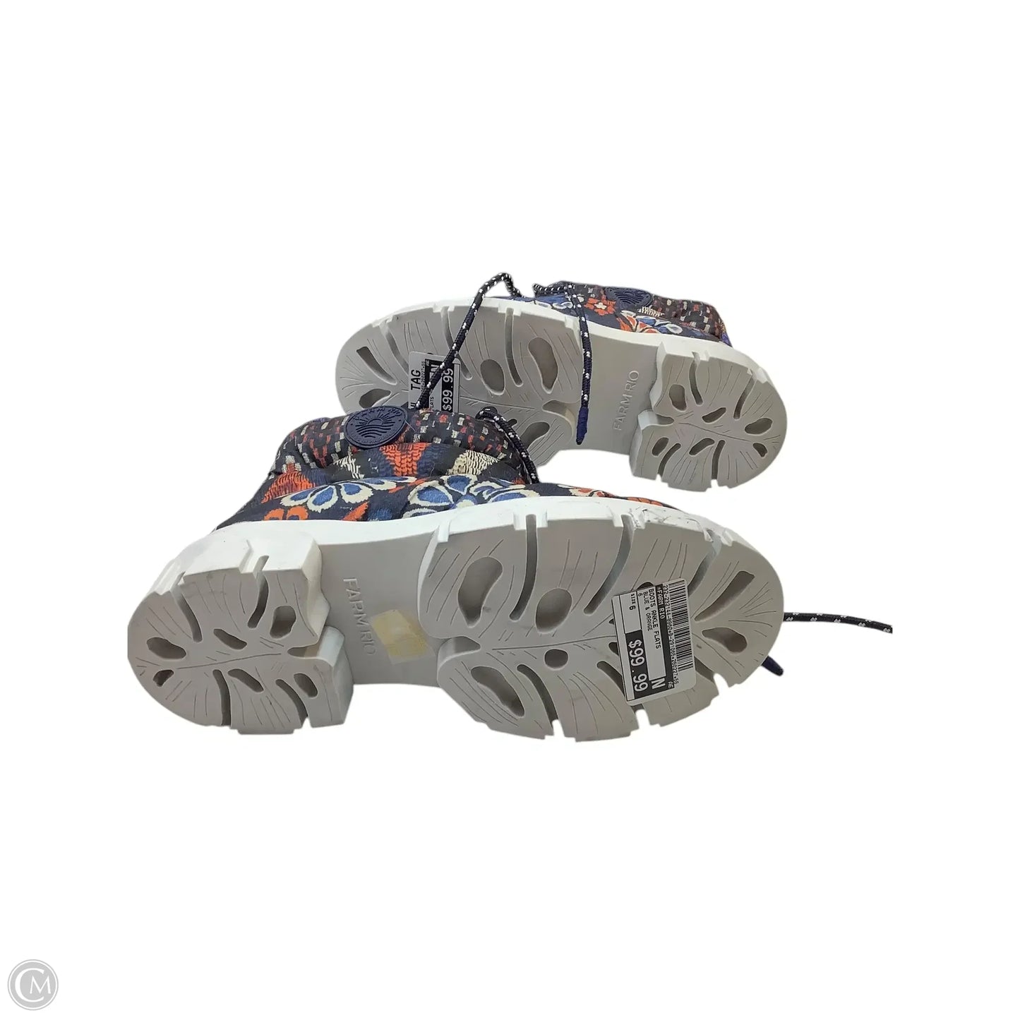 Boots Ankle Flats By Farm Rio In Blue & Orange, Size: 6