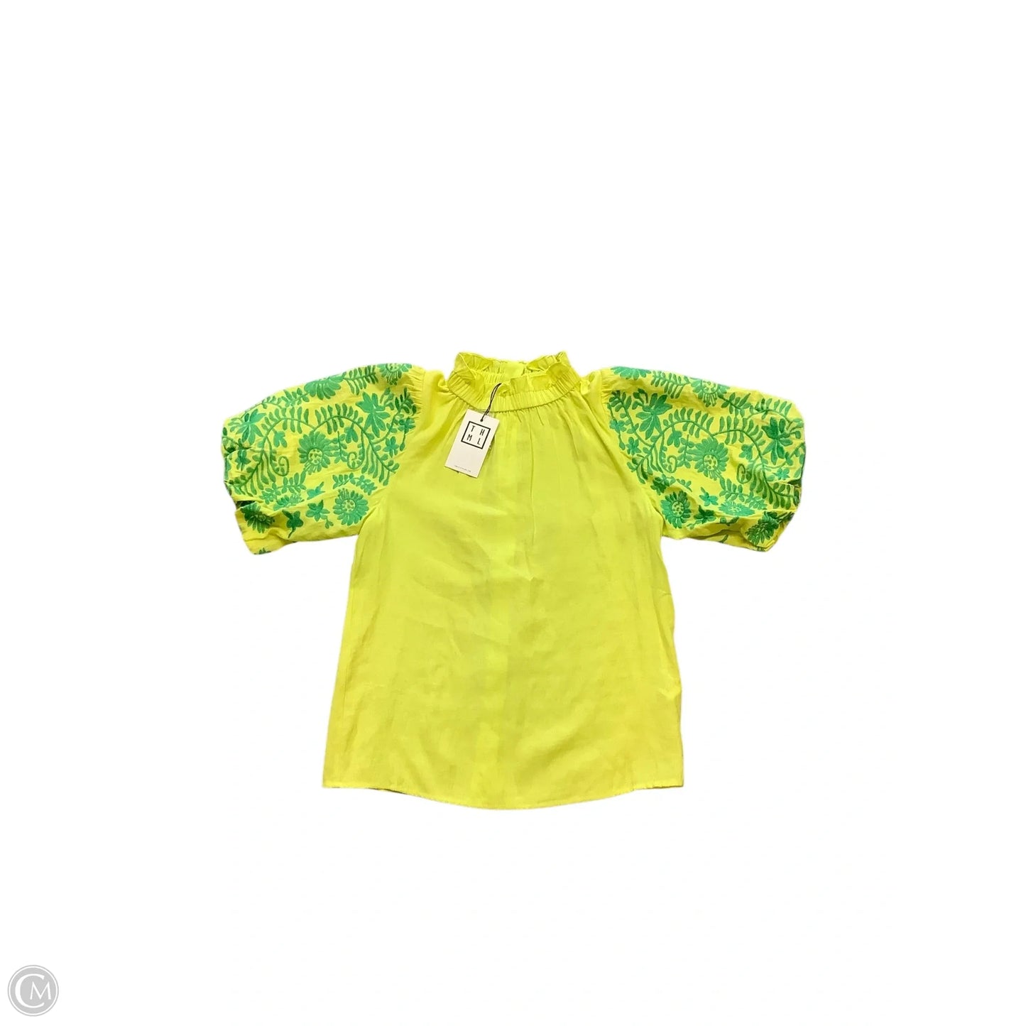 Blouse Short Sleeve By Thml In Green & Yellow, Size: Xs