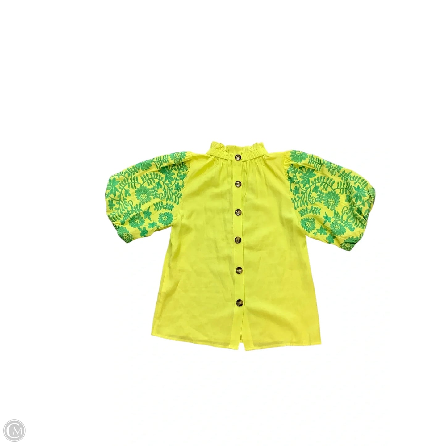Blouse Short Sleeve By Thml In Green & Yellow, Size: Xs