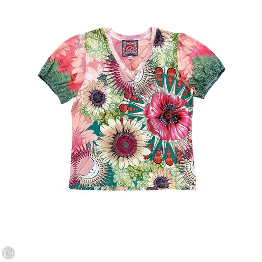 Top Short Sleeve By Johnny Was In Pink, Size: Xl