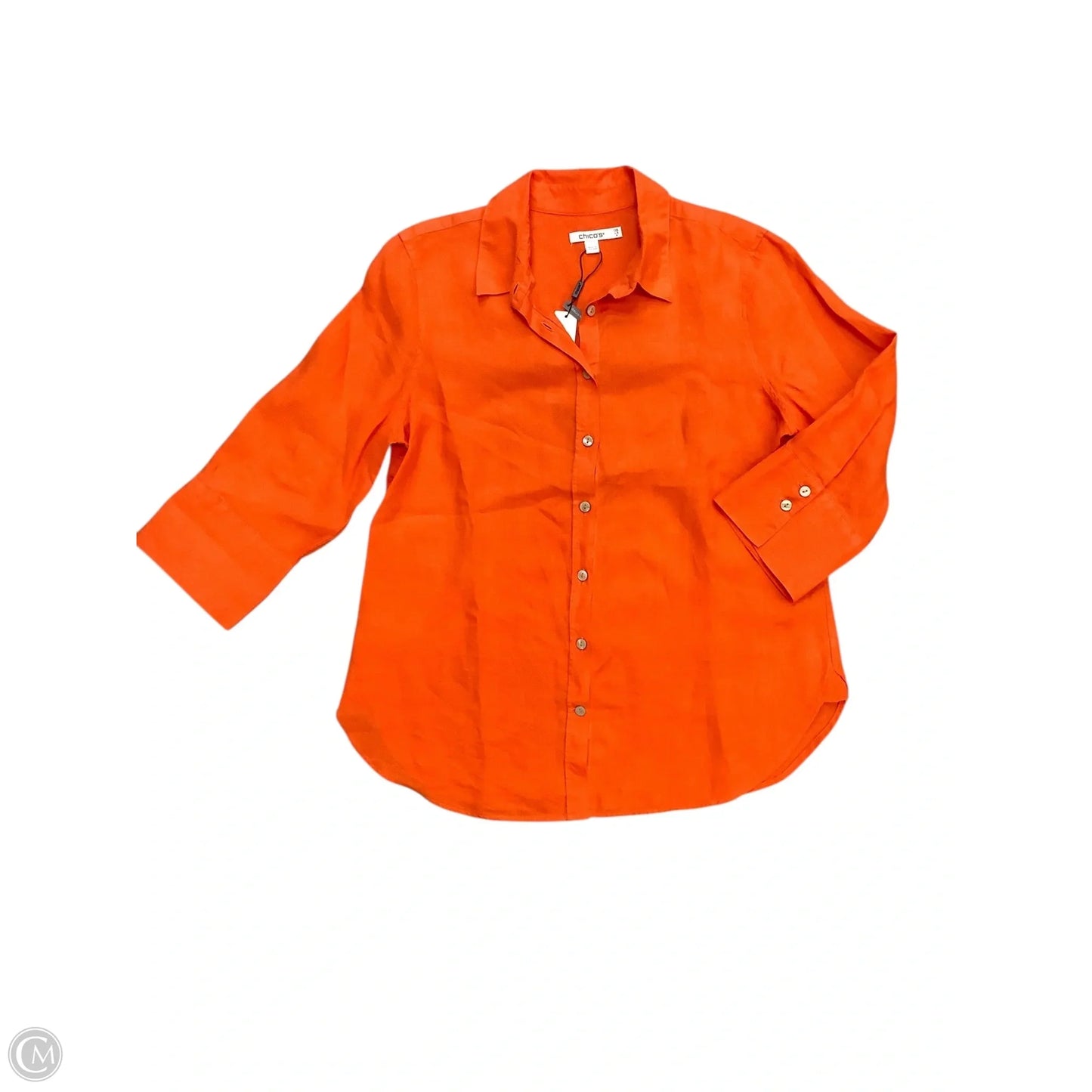 Blouse 3/4 Sleeve By Chicos In Orange, Size: 6