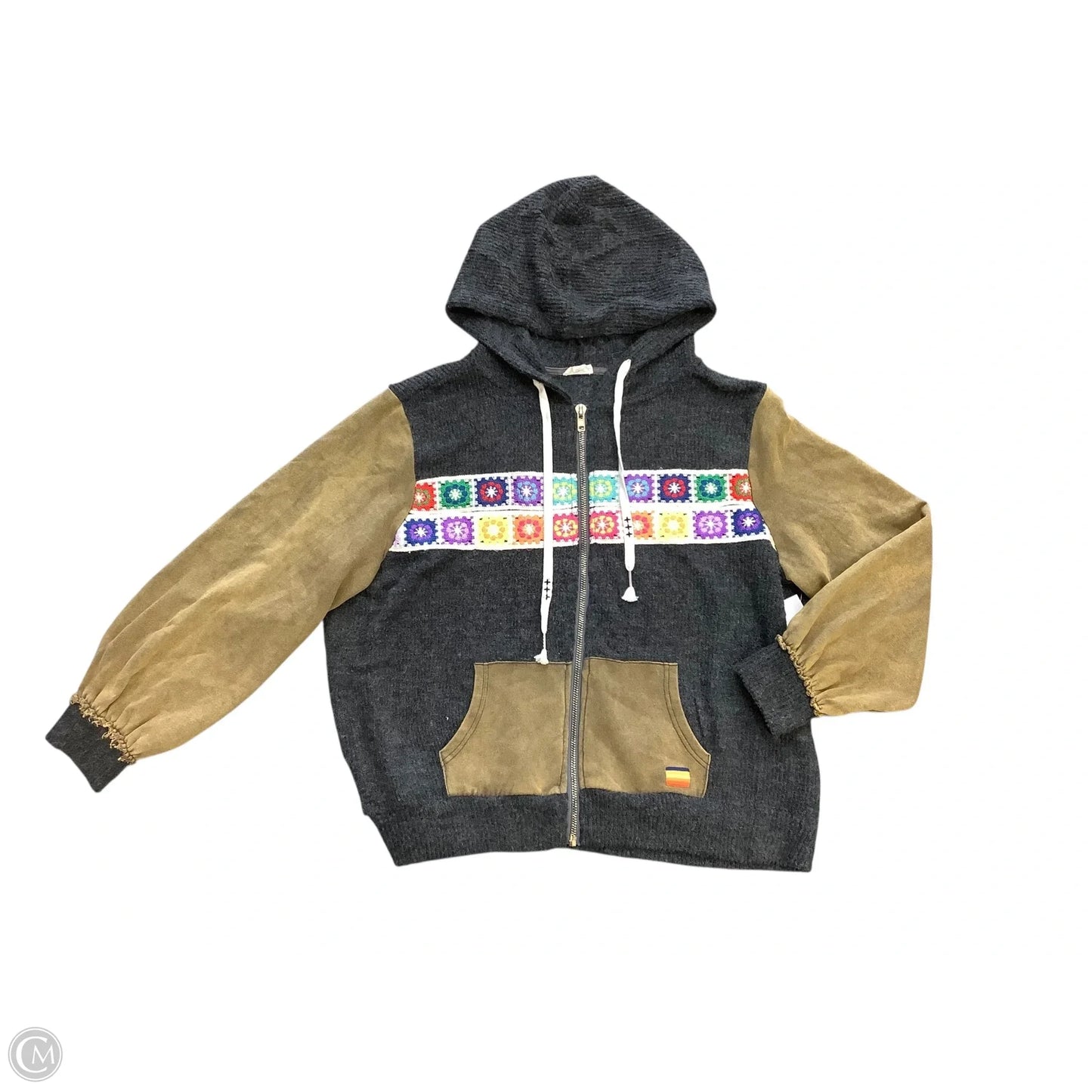 Sweater By Pol In Green & Grey, Size: M