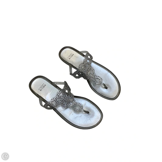 Sandals Designer By Stuart Weitzman In Silver, Size: 9