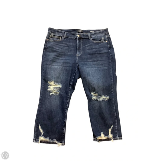 Jeans Cropped By Judy Blue In Blue Denim, Size: 22