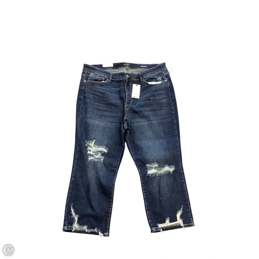Jeans Cropped By Judy Blue In Blue Denim, Size: 22