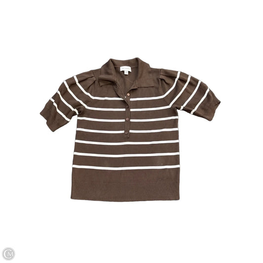 Sweater Short Sleeve By Free Assembly In Brown, Size: S