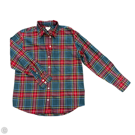 Top Long Sleeve By J. Crew In Plaid Pattern, Size: S