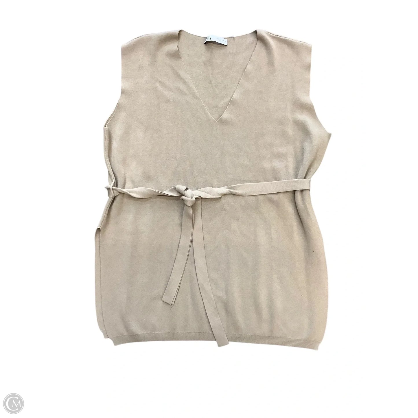 Top Sleeveless By Zara In Tan, Size: M