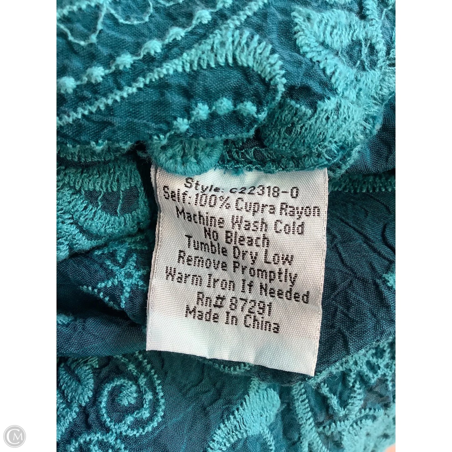 Tunic Long Sleeve By Johnny Was In Teal, Size: S