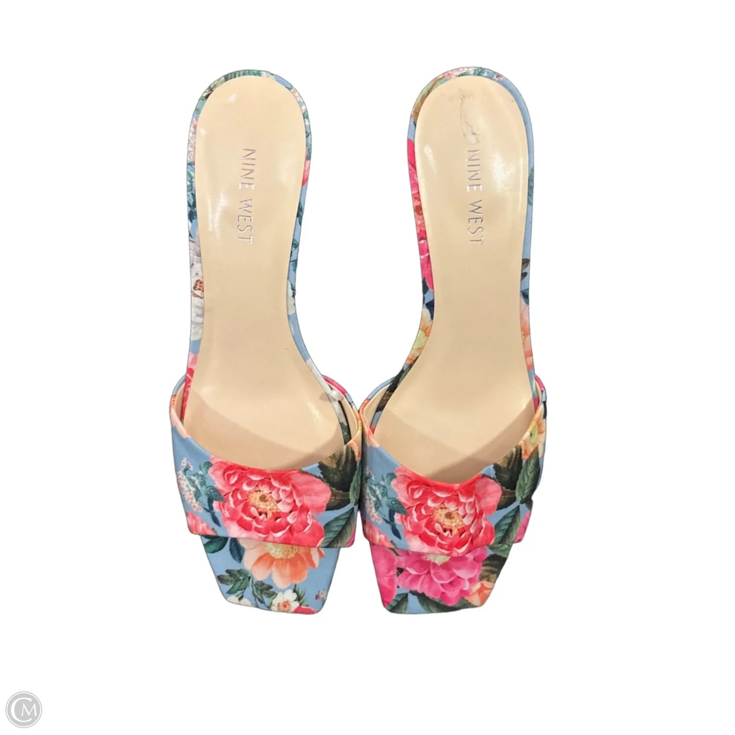 Sandals Heels Kitten By Nine West In Floral Print, Size: 9.5