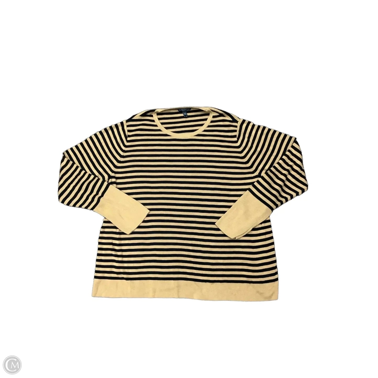 Top Long Sleeve By Eileen Fisher In Brown & Cream, Size: 2x