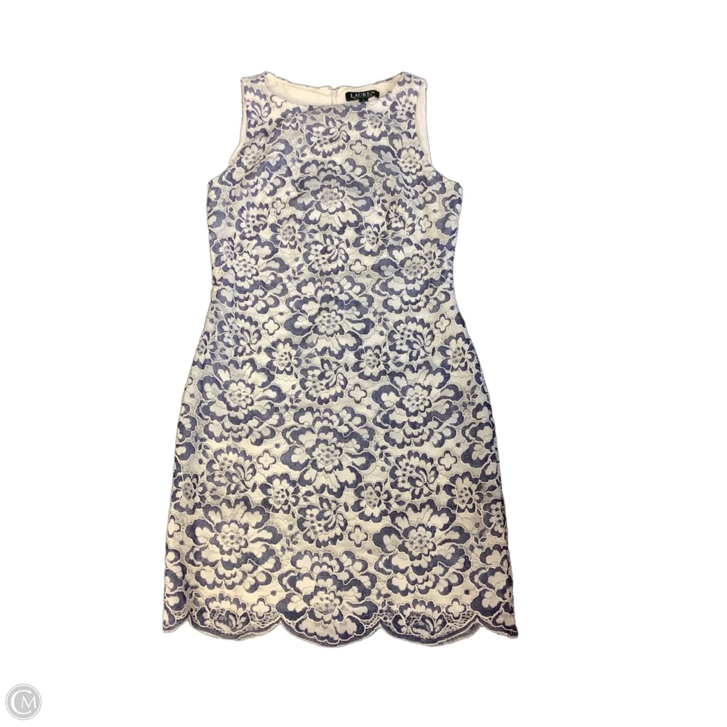 Dress Casual Midi By Lauren By Ralph Lauren In Blue & White, Size: S
