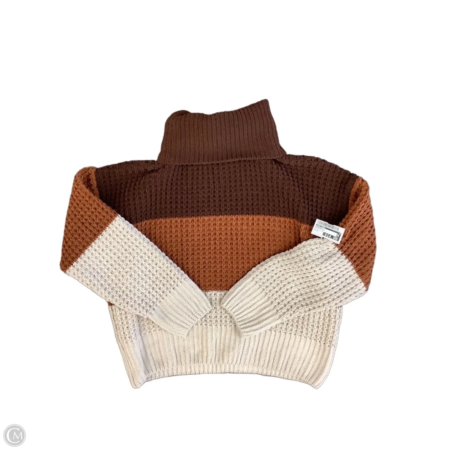 Sweater By Pink Rose In Brown & Cream, Size: L