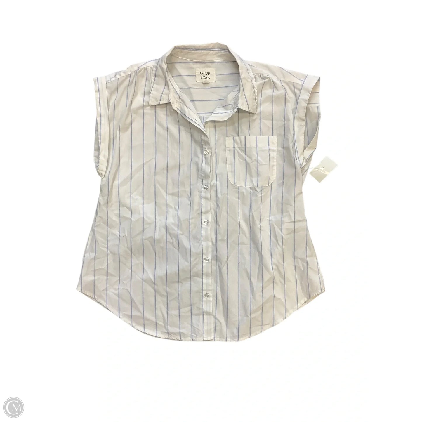 Top Short Sleeve By Olive And Oak In Blue & White, Size: M