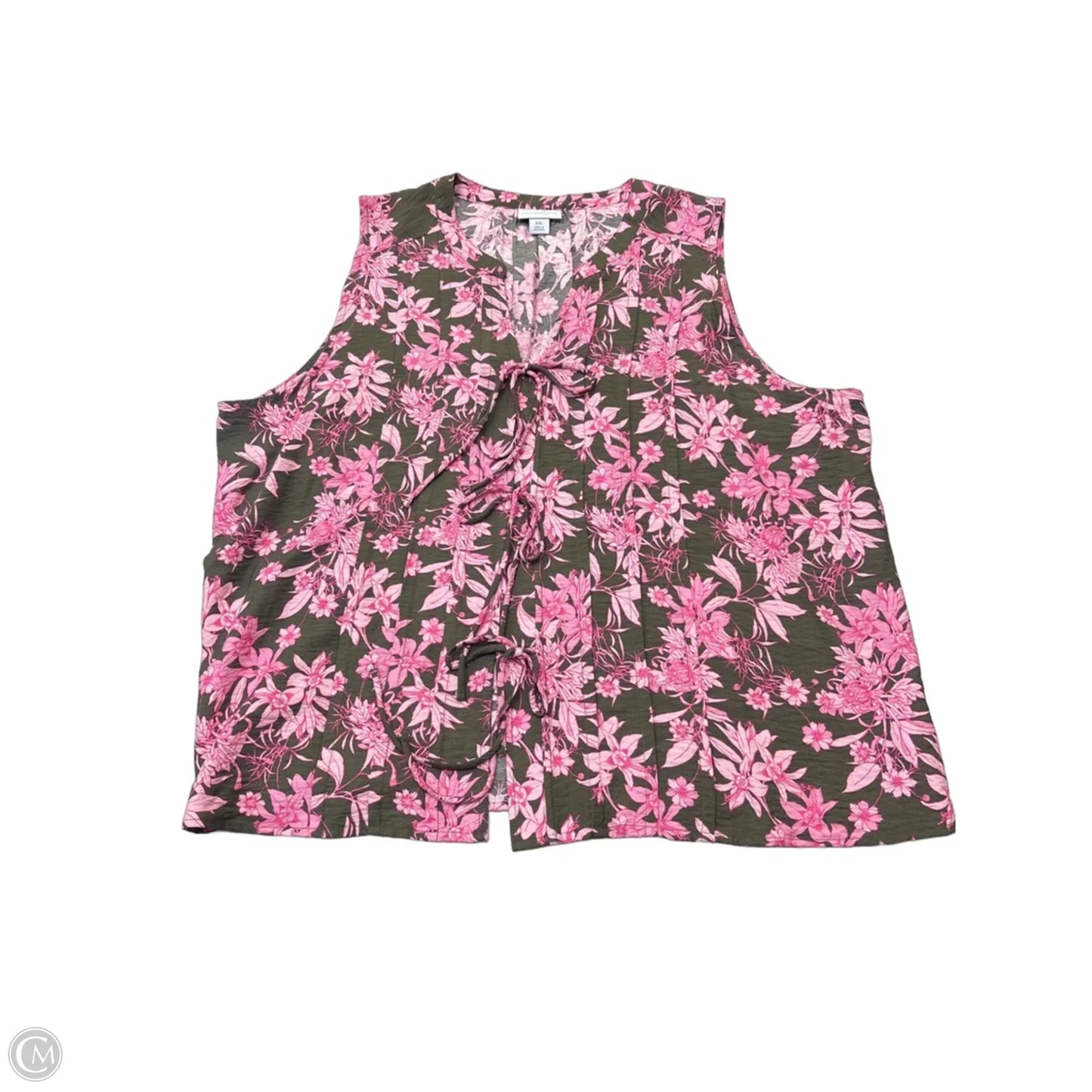 Top Sleeveless Basic By Liz Claiborne In Green & Pink, Size: Xxl