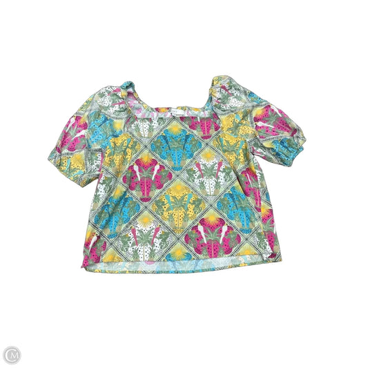 Top Short Sleeve By Loft In Multi-colored, Size: M
