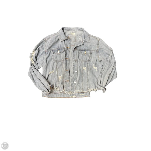 Jacket Denim By Pol In Blue & White, Size: M