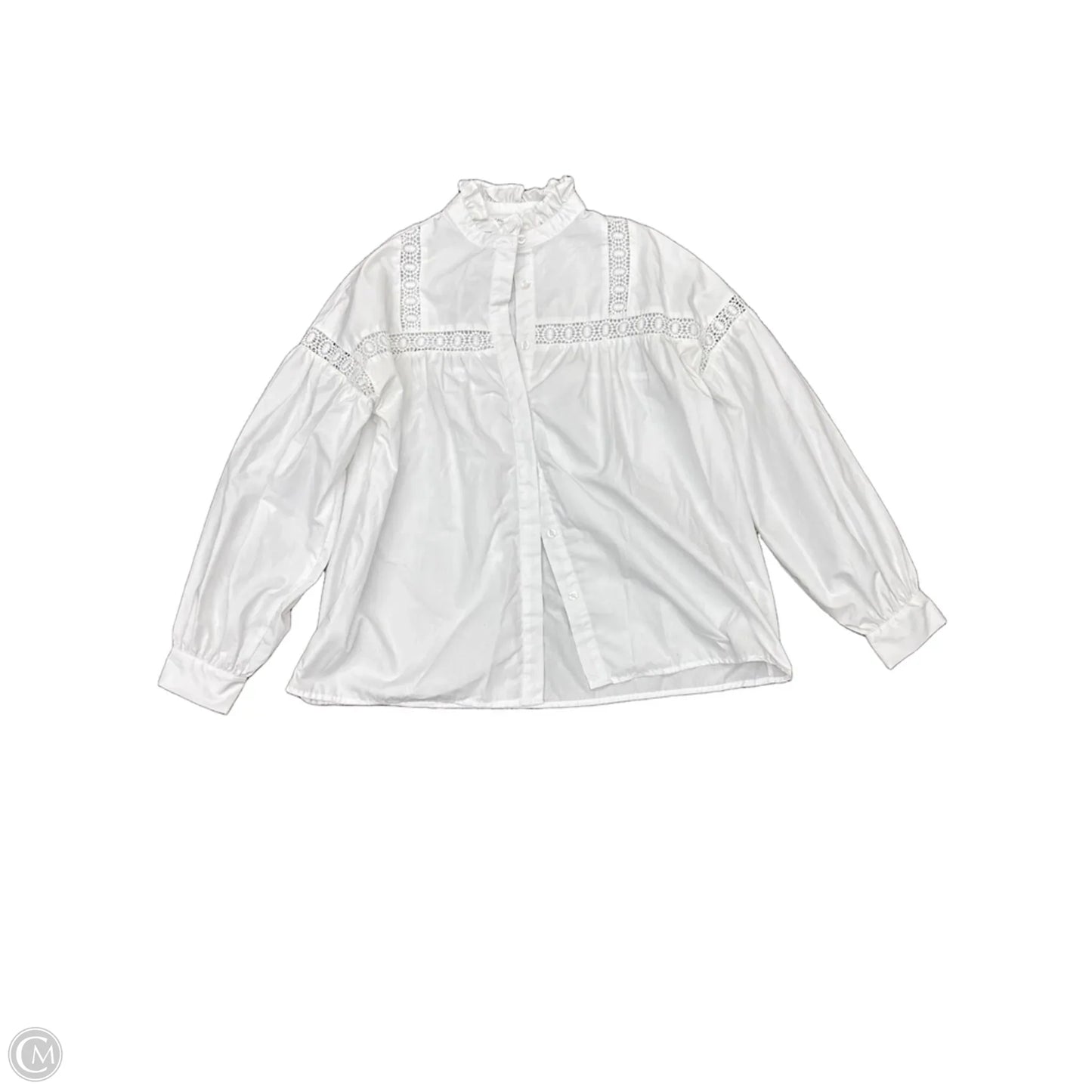 Top Long Sleeve By Calligraphie In White, Size: M