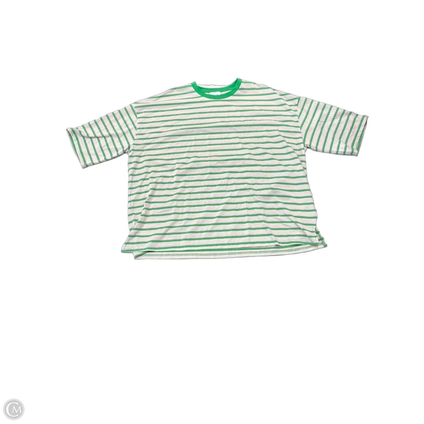 Top Short Sleeve By Things Between In Striped Pattern, Size: L