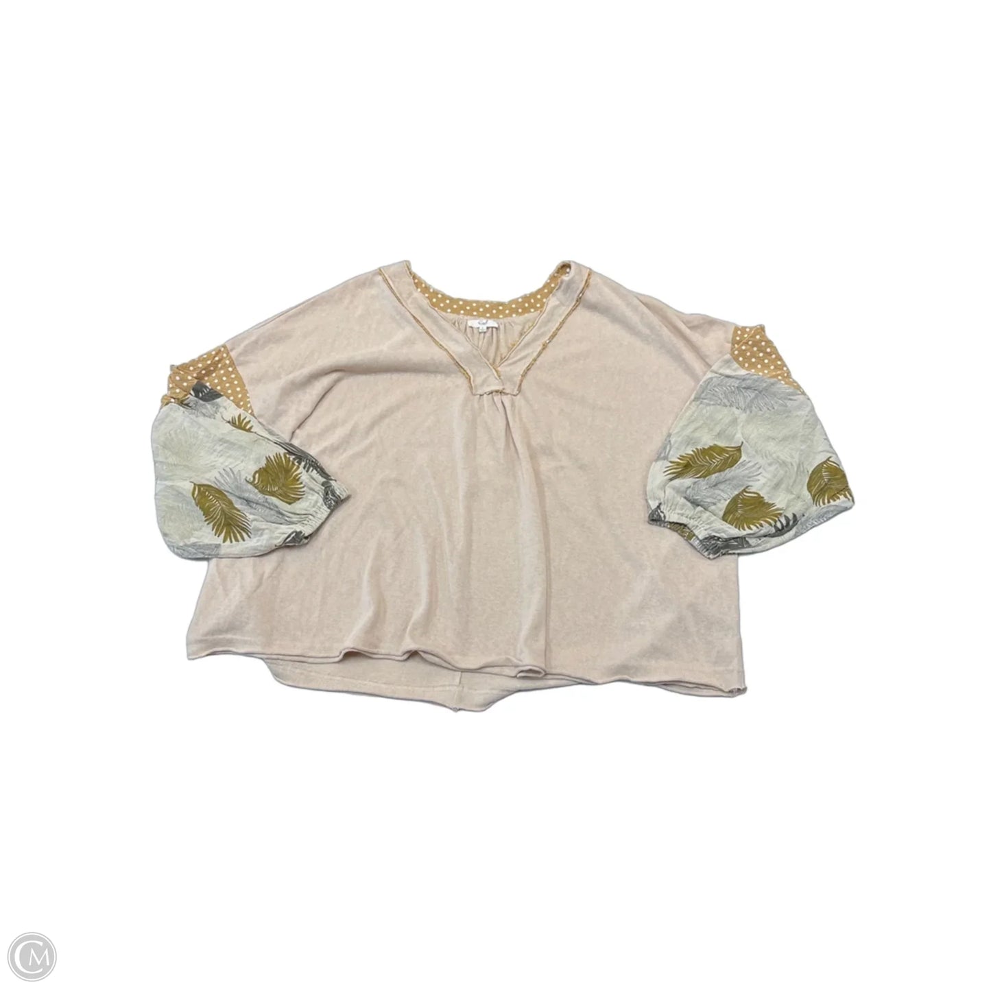 Top Long Sleeve By Easel In Beige, Size: L