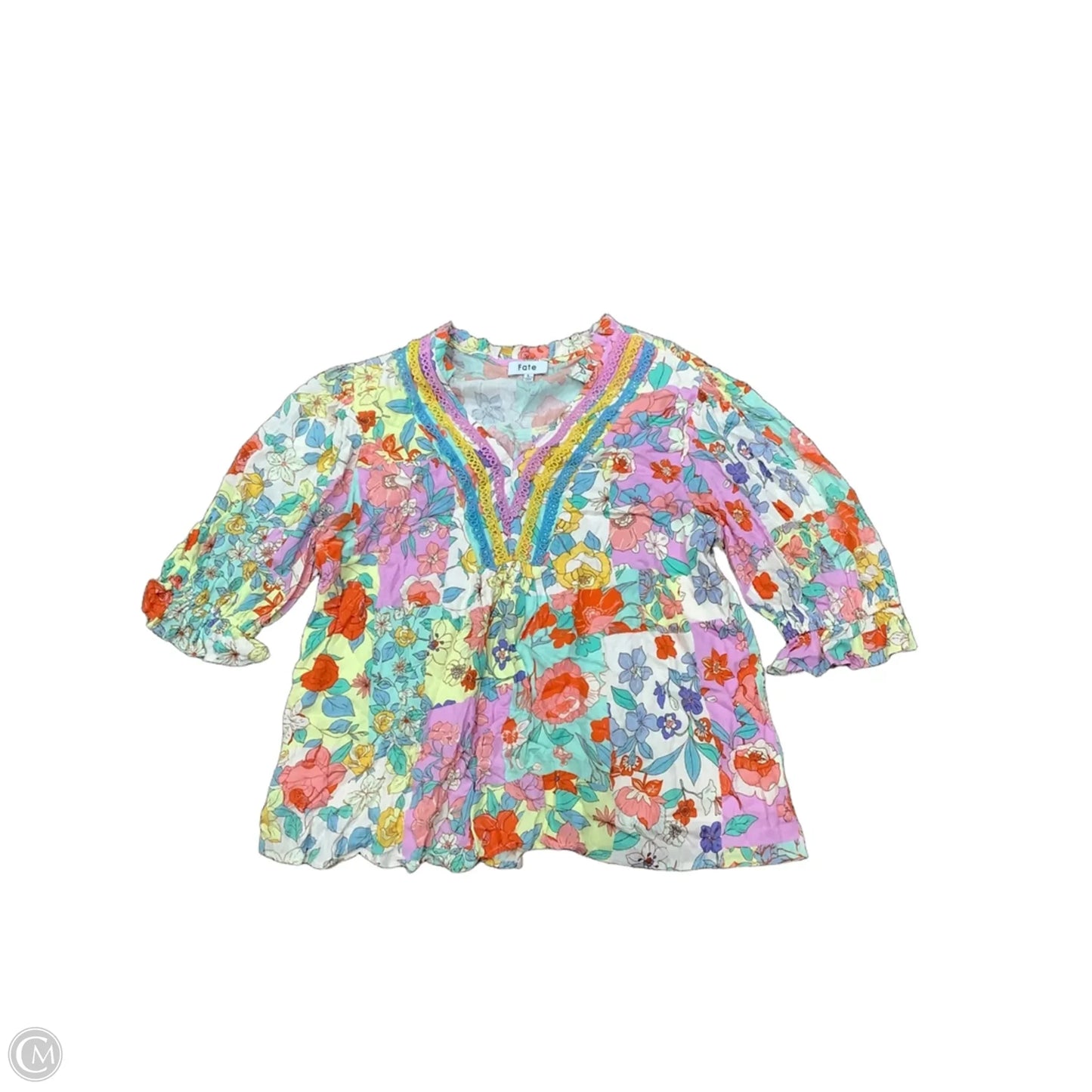 Top Long Sleeve By Fate In Floral Print, Size: L