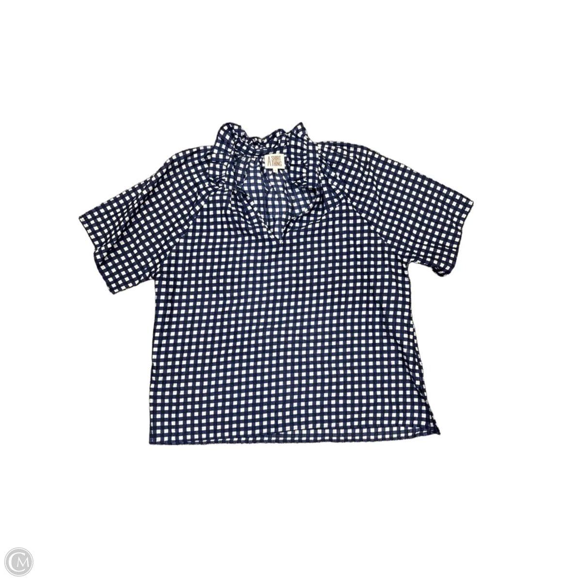 Top 3/4 Sleeve By Clothes Mentor In Blue & White, Size: L