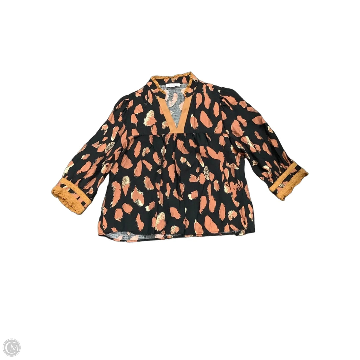Top 3/4 Sleeve By Thml In Black & Brown, Size: M