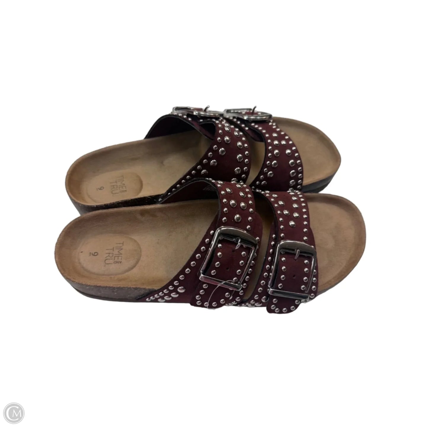 Sandals Flats By Time And Tru In Maroon, Size: 9
