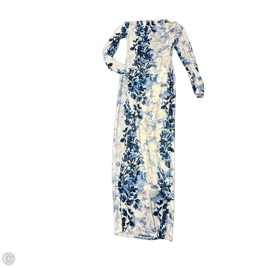 Dress Party Long By Express In Blue & Cream, Size: Xs
