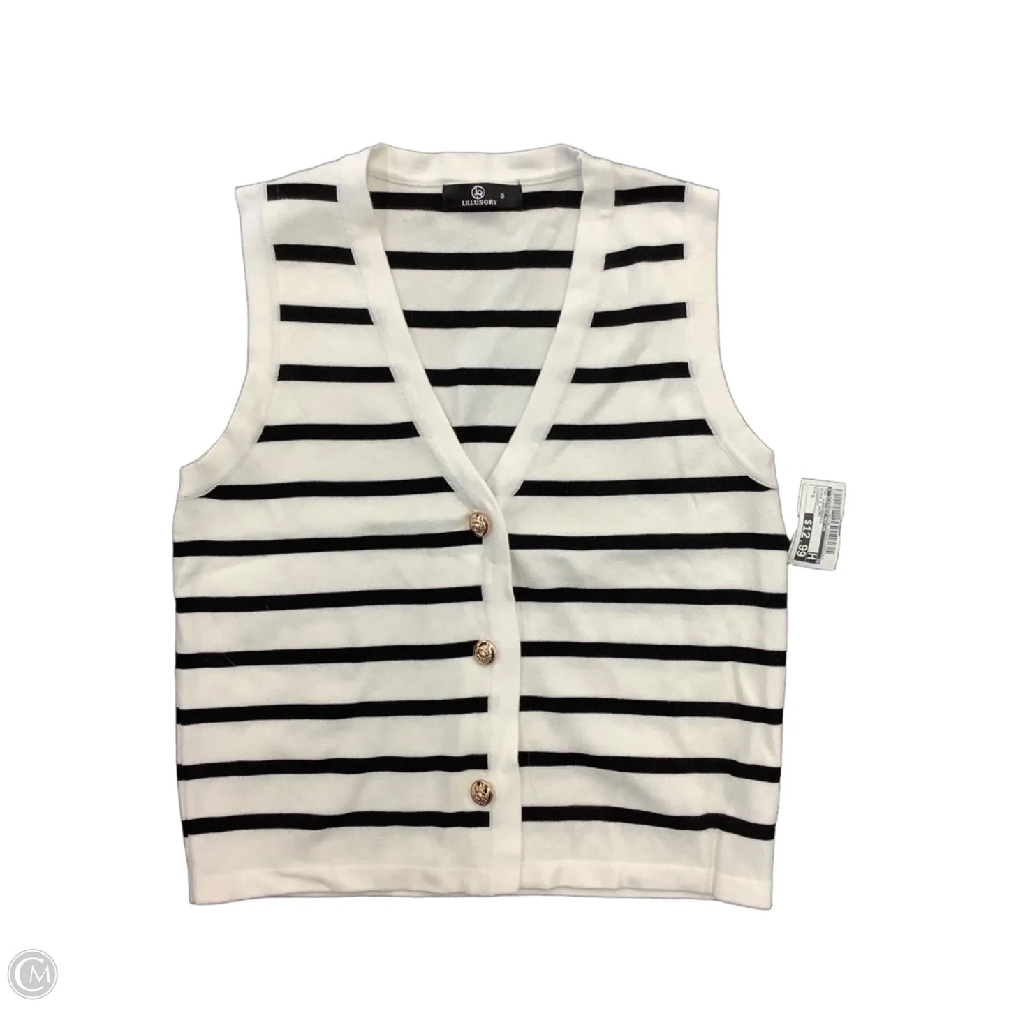 Top Sleeveless By Clothes Mentor In Black & White, Size: S