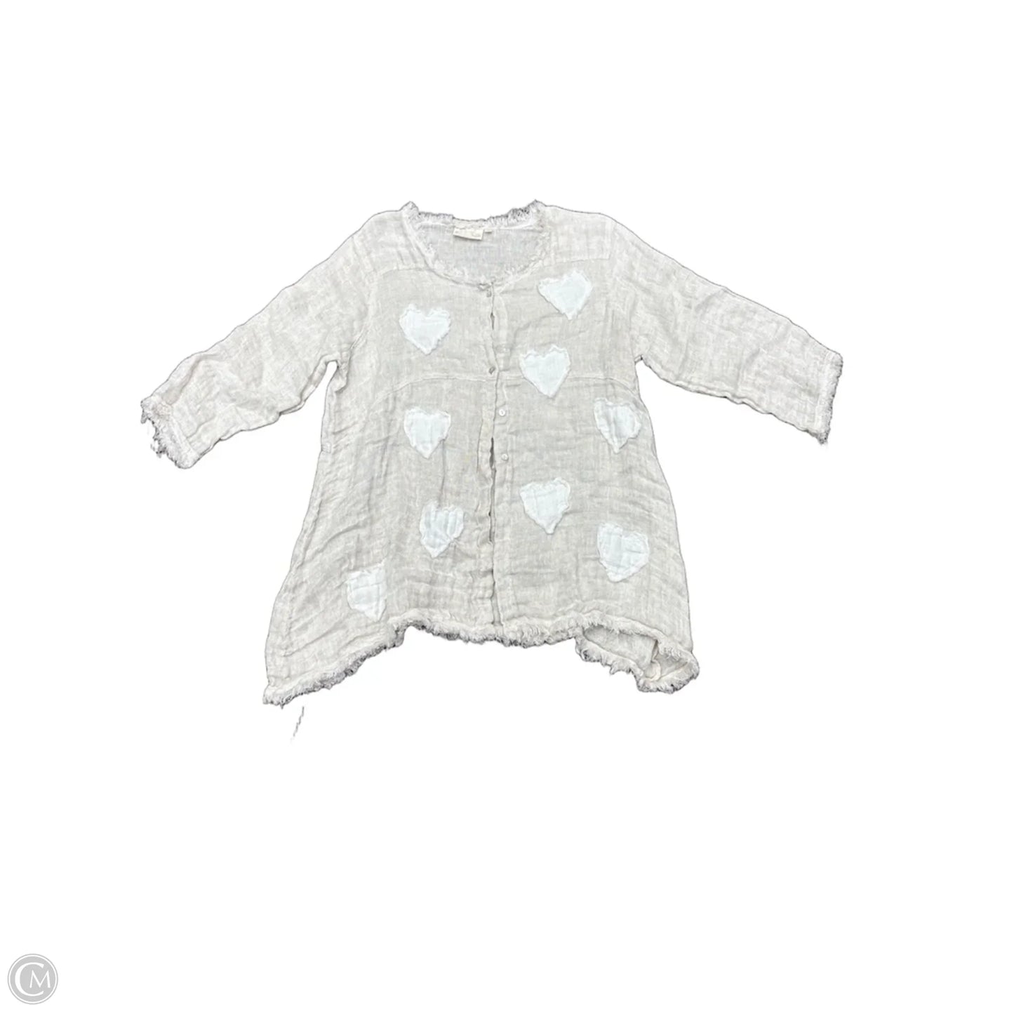 Top 3/4 Sleeve By Cma In Cream, Size: 1x