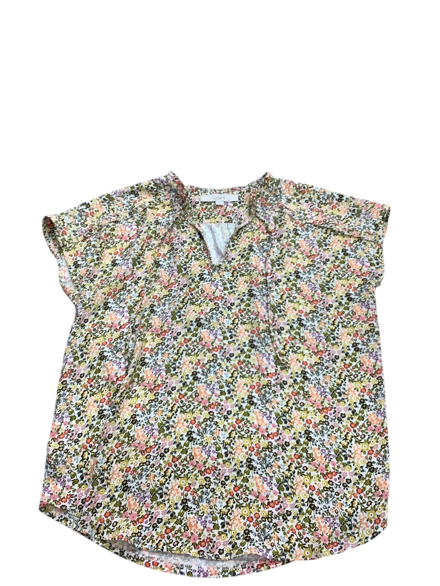 Top Short Sleeve By Loft In Floral Print, Size: Xs