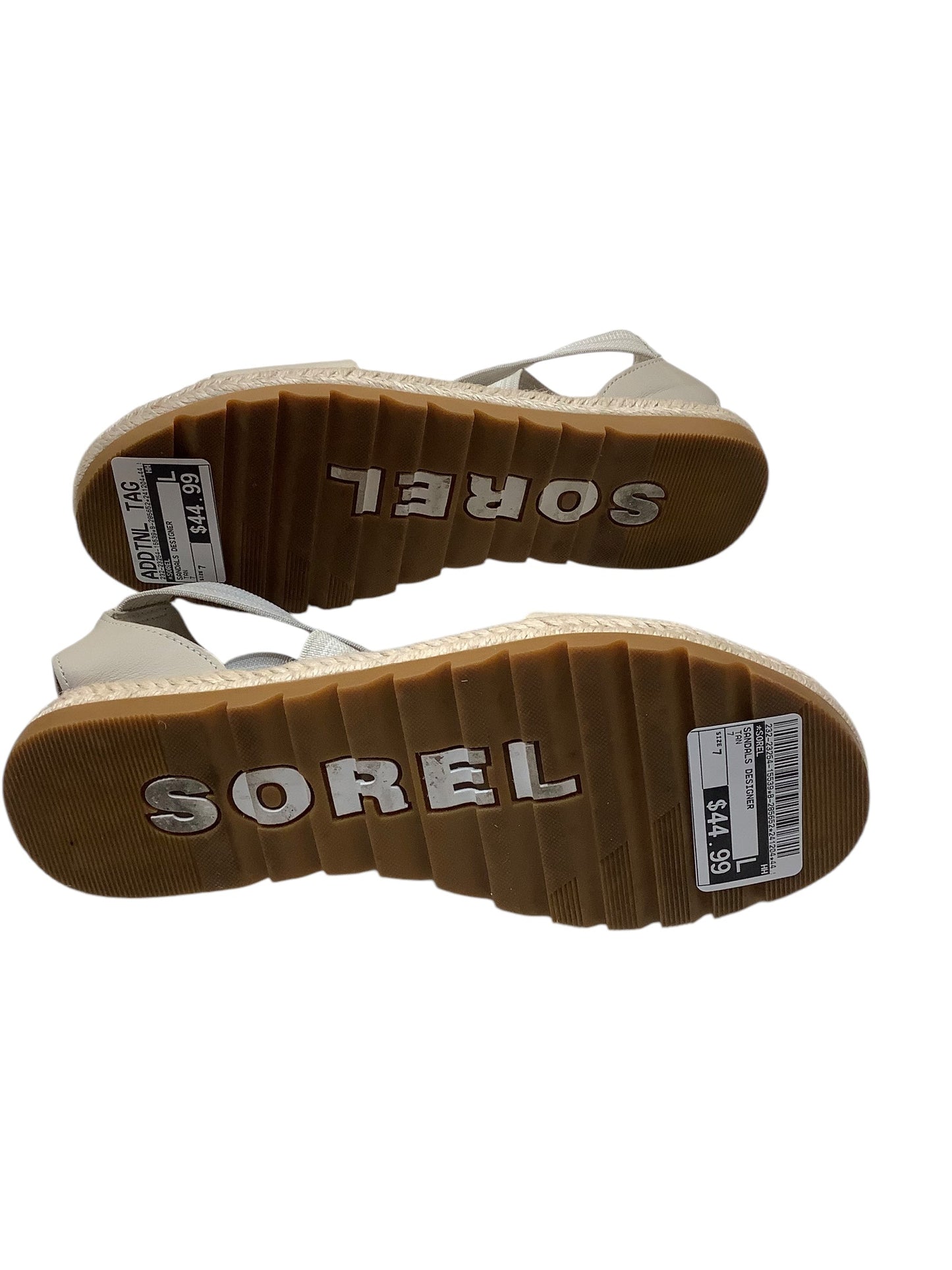 Sandals Designer By Sorel In Tan, Size: 7