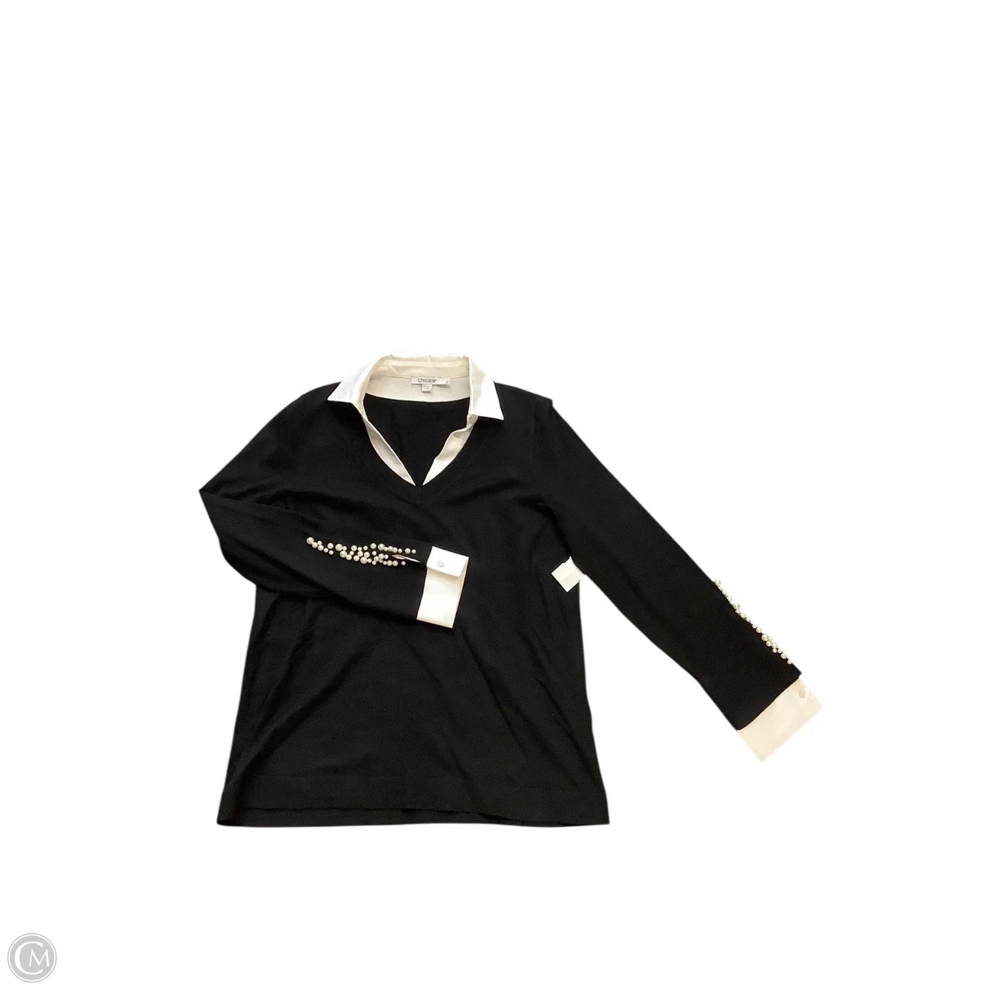 Blouse Long Sleeve By Chicos In Black, Size: M