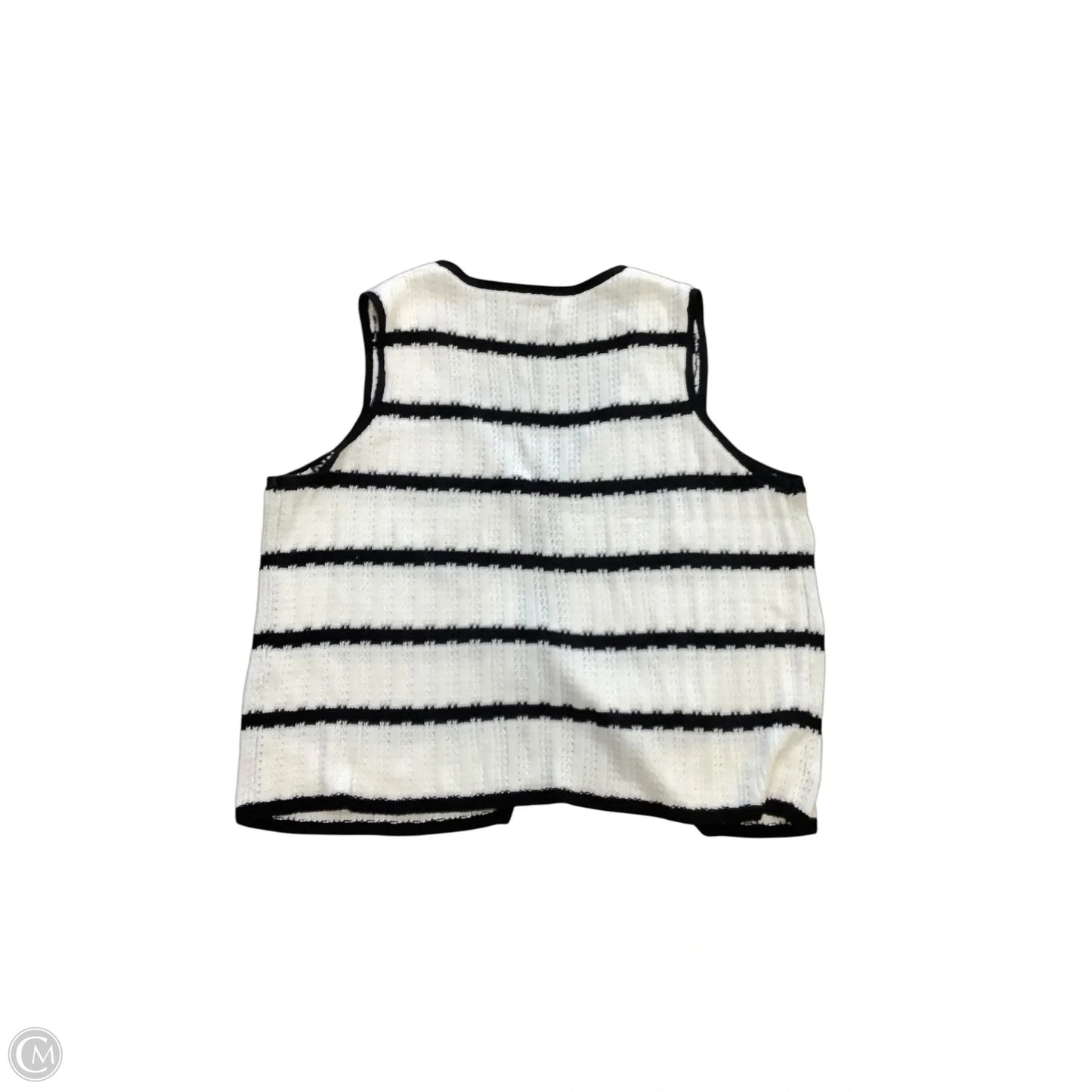 Top Sleeveless By Evereve In Black & White, Size: L
