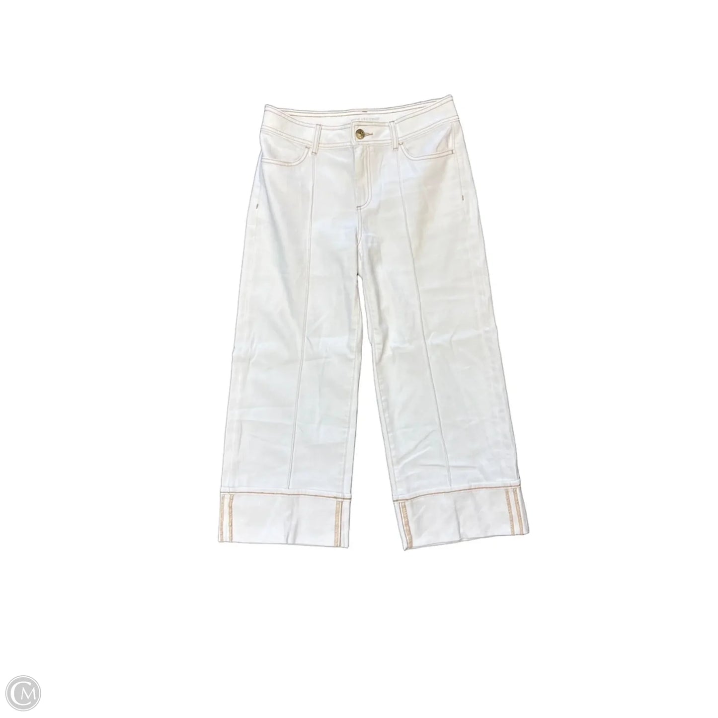 Jeans Cropped By Chicos In White Denim, Size: 4