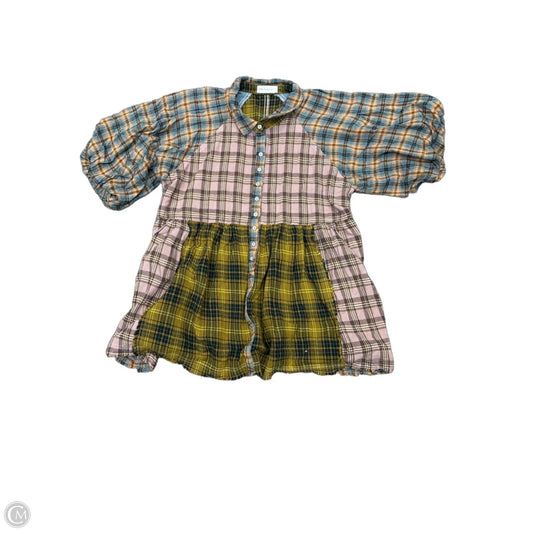 Top Short Sleeve By By Together In Plaid Pattern, Size: L