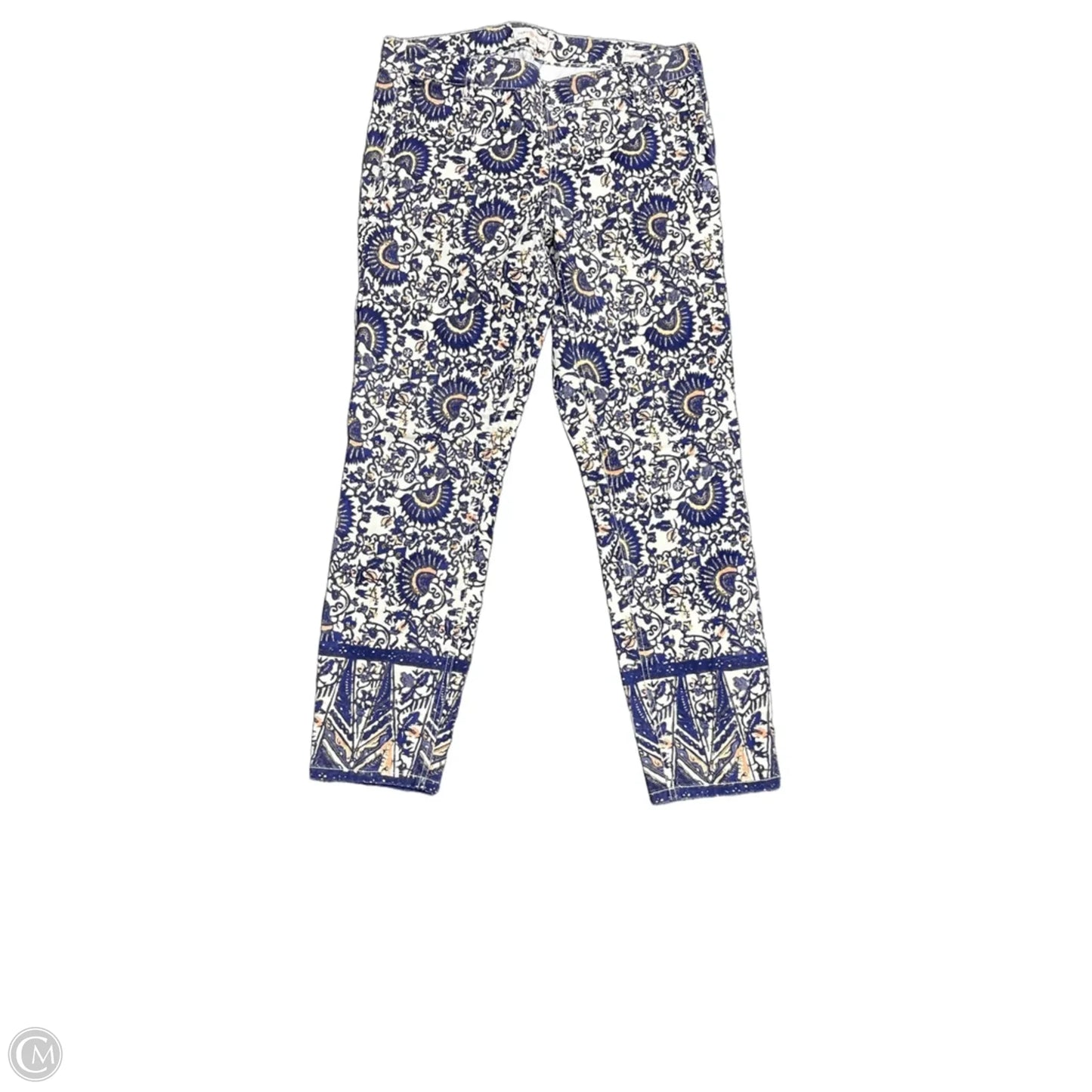 Jeans Designer By Tory Burch In Blue & Cream, Size: 10