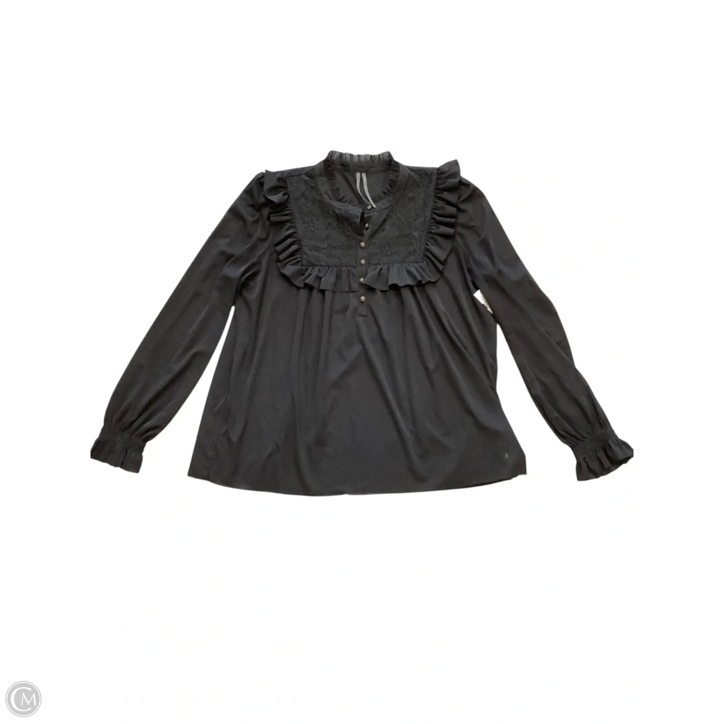 Blouse Long Sleeve By Anthropologie In Black, Size: M