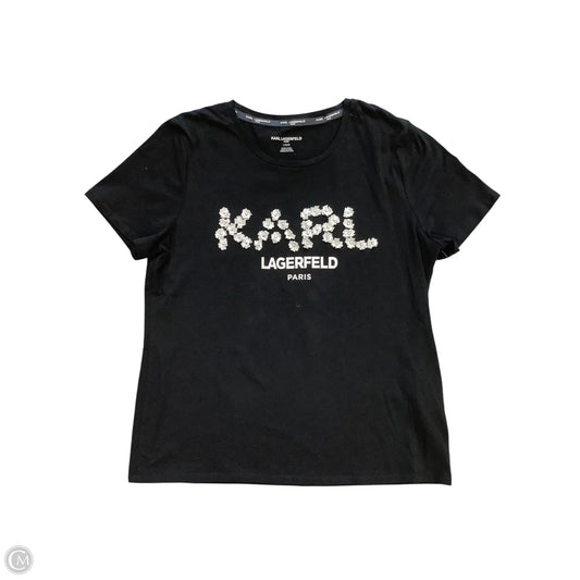 Top Short Sleeve By Karl Lagerfeld In Black, Size: L