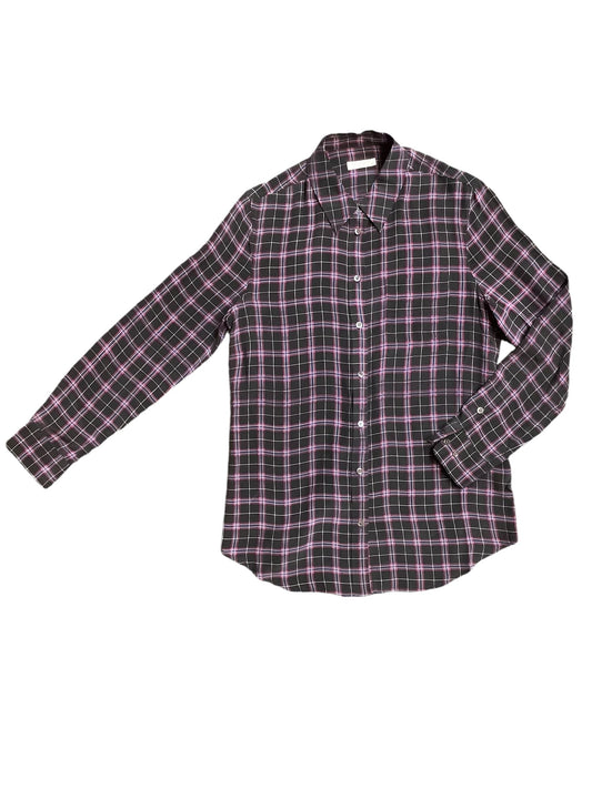 Blouse Long Sleeve By Equipment In Plaid Pattern, Size: M