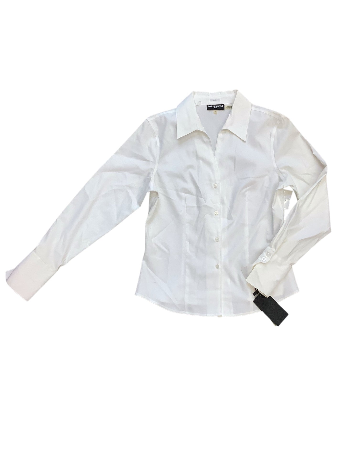 Blouse Long Sleeve By Karl Lagerfeld In White, Size: M