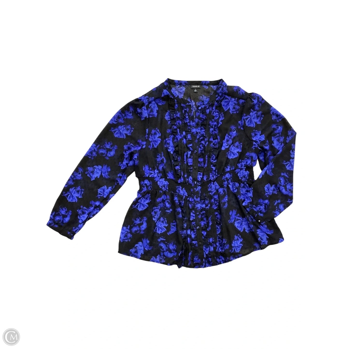 Blouse Long Sleeve By Torrid In Blue, Size: 1x